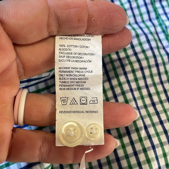 Izod Checkered button down shirt Green Blue Long sleeved Sz XL Tall 100% Cotton - Picture 12 of 14